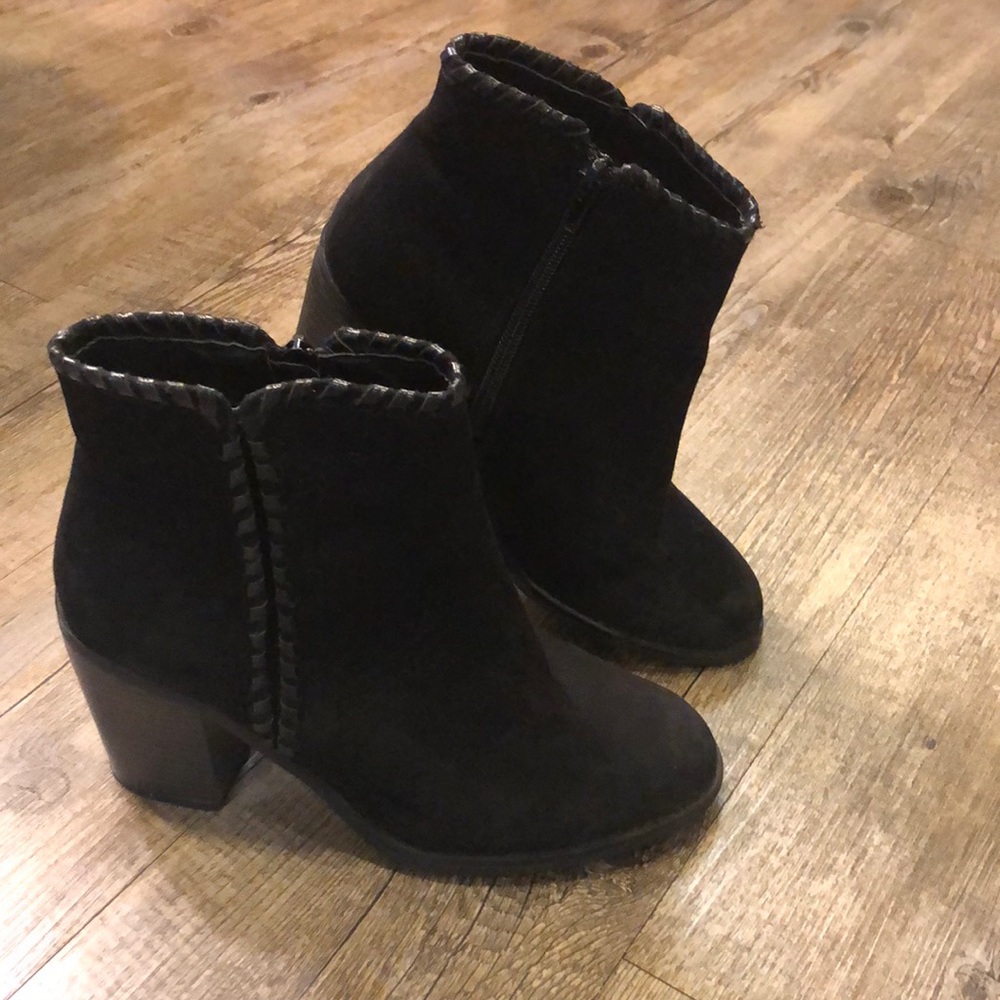 Adorable faux suede ankle booties w/ laced detail